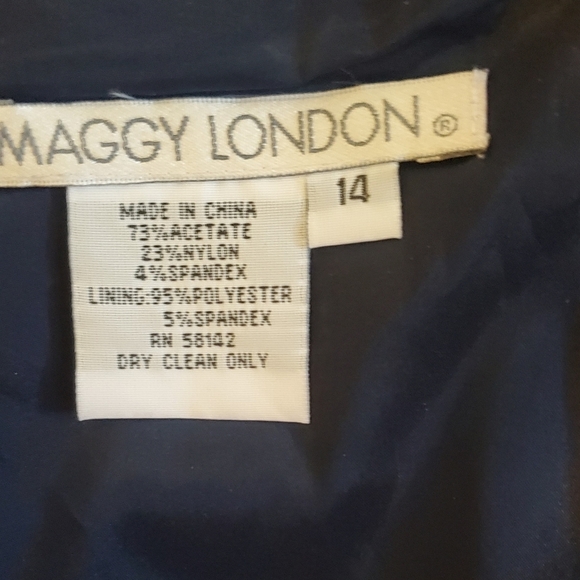 Maggie London Jackie O Satin Cocktail Side Bustled Pencil Midi Dress Sz 14 - Picture 10 of 12